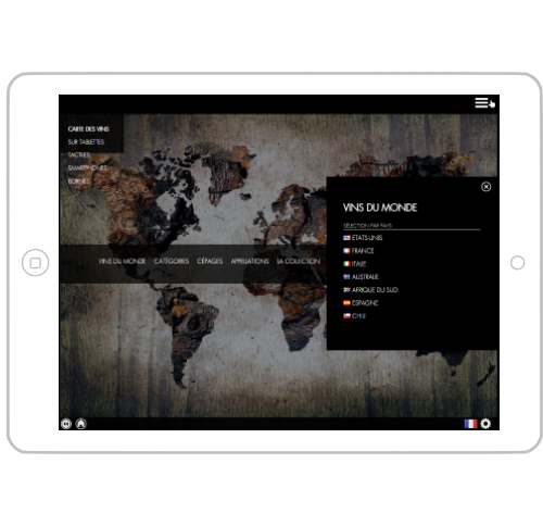Carte des vins sur tablette